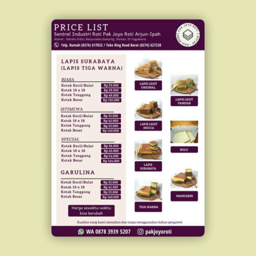 Pak Joyo Roti - Lapis Surabaya Istimewa (Kotak Tanggung)