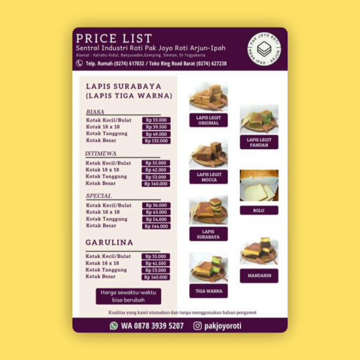  Pak Joyo Roti - Lapis Surabaya Special (Kotak 18x18)